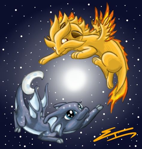 Sun and moon dragons Dragon Hybrid, Sun Dragon, Dragon Drawings, Types Of Dragons, Cool Character Art, Fashion Design Drawing, Mythical Beings, Monster Legends, Here There Be Dragons