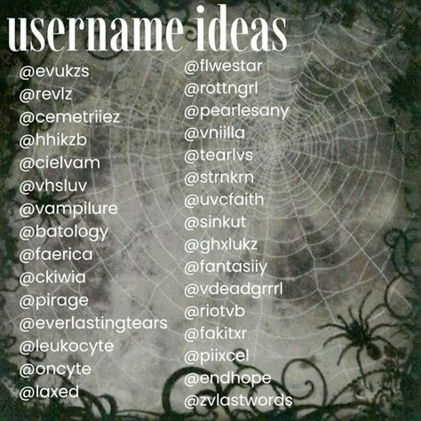 Z Username Ideas, Goth Discord Usernames, Erika Username Ideas, Y2k Usernames For Tiktok, Fake Account Username Ideas, Ps5 Online Id Names, Good Discord Usernames, Keywords For Usernames, Fall Username Ideas