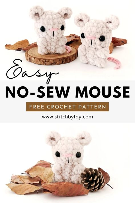 No-Sew Crochet Mouse Pattern Crochet Mouse Free Pattern, Crochet Mouse Pattern, Pocket Crochet, Small Amigurumi, Crochet Craft Fair, Mouse Pattern, Crochet Bear Patterns, Crochet Mouse, Halloween Crochet Patterns