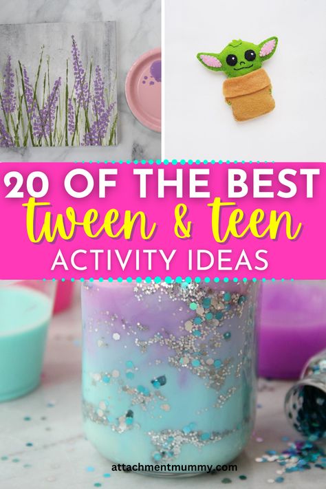 best tween and teen activity ideas with images of crafts Summer Activities For Kids Age 10, Summer Fun For Kids 8-10, Activities For Ten Year Olds, Fun Activities For 10 Years Old, Summer With Teens Ideas, Activities For Preteens At Home, Summer Ideas For Preteens, At Home Camp Ideas, Summer Activities For Kids 7-9