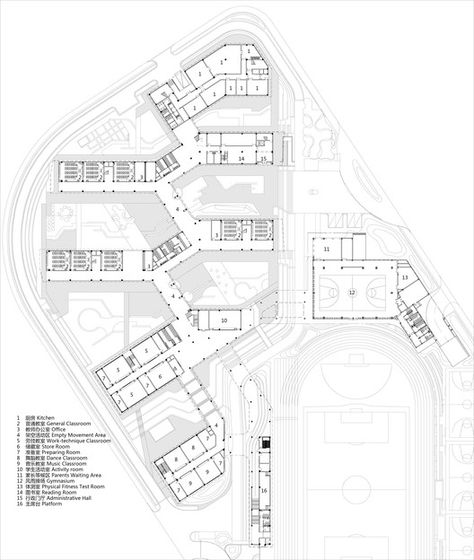 Ground Floor Plan Elementary School Architecture, School Floor Plan, Glassell School Of Art, School Floor, School Building Design, School Site, Elementary School Library, Campus Design, Technical Schools