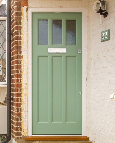 1920s and 1930s Doors - Cotswood Doors Gate For Porch, Craftsman Style Front Door, 1930s Front Door, Sliding Gate Ideas, Art Deco Front Door, Stairs Gate, Gates For Stairs, 1930s Doors, 1940s Cottage