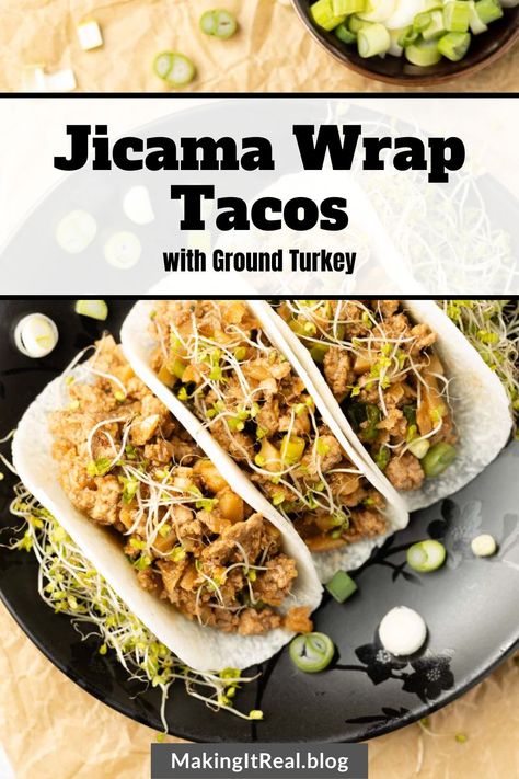 If you've been on the lookout for jicama wrap recipes, here's an Asian-inspired version that's super healthy and easy to make.  Give this one a try the next time it's taco night! Jicama Wraps Recipe, Jicama Wraps, Sugar Recipes, Broccoli Sprouts, Taco Night, Protein Recipes, No Sugar Foods, Hoisin Sauce, Super Healthy