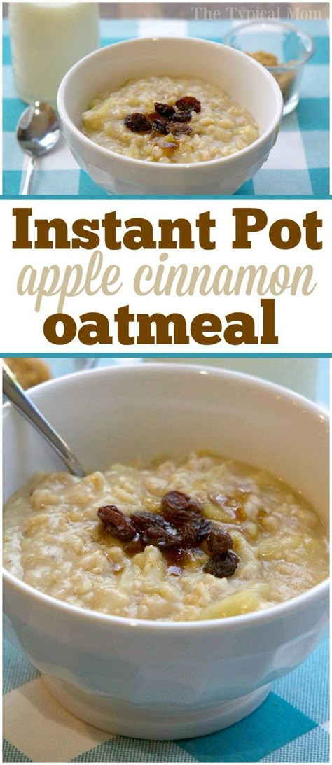 Apple cinnamon Instant Pot oatmeal recipe that takes just 5 minutes and tastes amazing! Easy pressure cooker oatmeal recipe my kids absolutely love. via @thetypicalmom Pressure Cooker Oatmeal, Instant Pot Oatmeal, Breakfast Fruit, Apple Cinnamon Oatmeal, Electric Pressure Cooker Recipes, Oatmeal Recipe, Best Instant Pot Recipe, Easy Instant Pot Recipes, Instapot Recipes