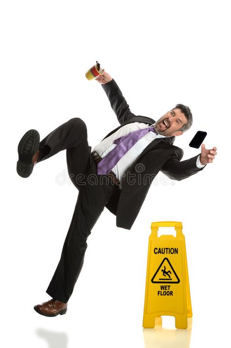 Senior Businessman Falling on Wet Floor. Hispanic businessman falling next to we , #SPONSORED, #Floor, #Hispanic, #businessman, #Wet, #Senior #ad Businessman Stock Image, Falling Pose, Falling On The Floor, Wet Floor Sign, Fall Yellow, Wet Floor Signs, Fall Images, Wet Floor, Body Poses