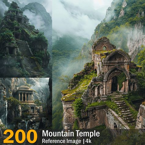 Mountain Temple | Reference Images | 4k,  on ArtStation at https://www.artstation.com/artwork/qeqePz Wedding Ring Images, Mountain Temple, Game Designer, Foggy Mountains, Mountain Pass, Temple Art, Forest Mountain, Image Ideas, Image 4k