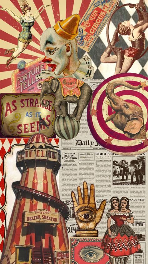 #victorian #circus #circusaesthetic Freakshow Aesthetic, Circus Collage, Circus Freakshow, Circus Painting, Circus Scene, Scary Circus, Victorian Circus, Circus Freaks, Haunted Carnival