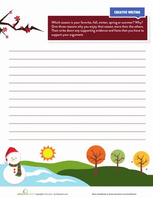 Spring Summer Fall Winter Fourth Grade Composition Worksheets: My Favorite Season Favorite Season Writing, Season Worksheet, Grade Template, Speaking Activities English, Seasons Worksheets, Writing Lesson Plans, Winter Writing, Speaking Activities, 4th Grade Reading