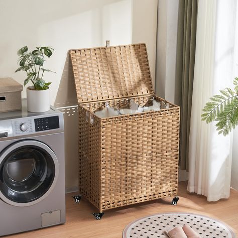 PRICES MAY VARY. 190L Large Laundry Hamper: The size of laundry basket with lid: 25.98"L x 15.75"W x 28.54"H (66×40×72.5cm). The max capacity is about 190L(50.2 Gallons). The clothes hamper 3 section is large enough to accommodate dirty clothes till laundry days roll around. keeping your room tidy and clean No Install Needed: Our laundry hampers with wheels are molded in one piece and no install needed(Except for the wheels). Foldable design of laundry sorter saves space and is easy to store and Multi Laundry Basket, 3 Section Laundry Hamper, Wheeled Laundry Basket, Laundry Basket With Wheels, Laundry Basket Ideas For Bedroom, Laundry Hamper In Bathroom, Bathroom Hamper Ideas, Laundry Room Hamper Ideas, Laundry Hamper Ideas