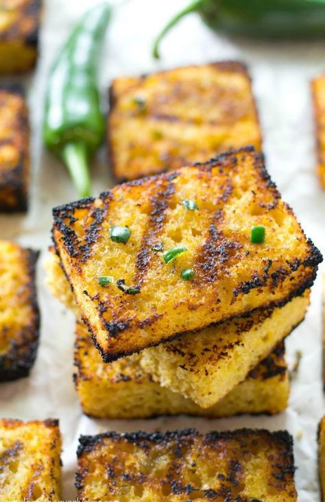 This is a great trick for leftover cornbread but even more delicious when you make a full batch to go with your grilled meal. Savory meets sweet heat. Jalapeno Honey Butter, Cookout Menu, Homemade Cornbread, Summer Grilling Recipes, Green Peppers, Corn Bread Recipe, Summer Grilling, Honey Butter, Barbecue Recipes