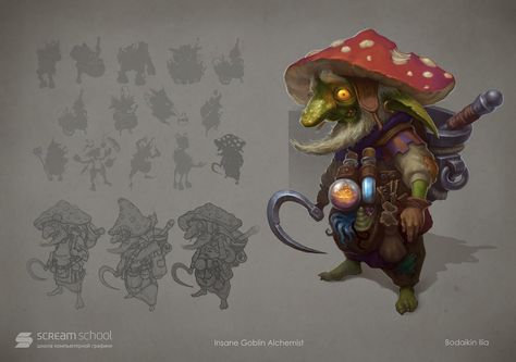 Goblin Alchemist, Mushroom Goblin, Dnd Things, Goblin Art, Fantasy Images, Fantasy Monster, Mushroom Art, Creature Concept Art, Creature Concept