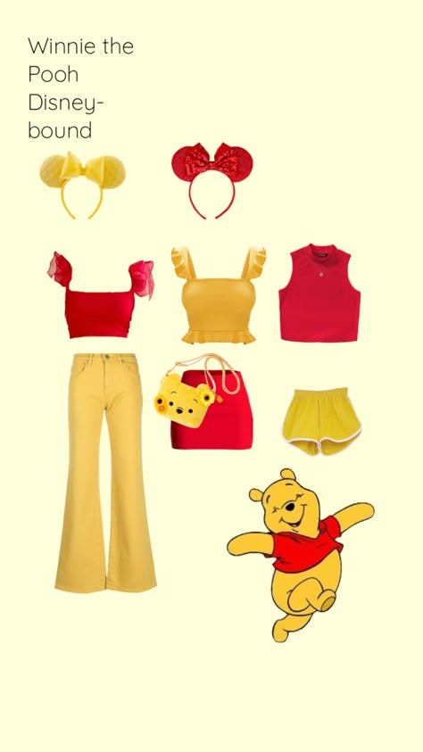 #disney #outfitinspo #winniethepooh #disneybound #disneybounding Easy Disneybound, Pixar Inspired Outfits, Stitch Disneybound Outfits, Disneybounding Outfits, Lilo Disneybound, Disney Bounds, Disneybound Outfits Casual, Winnie The Pooh Disneybound Group, Pooh Disneybound