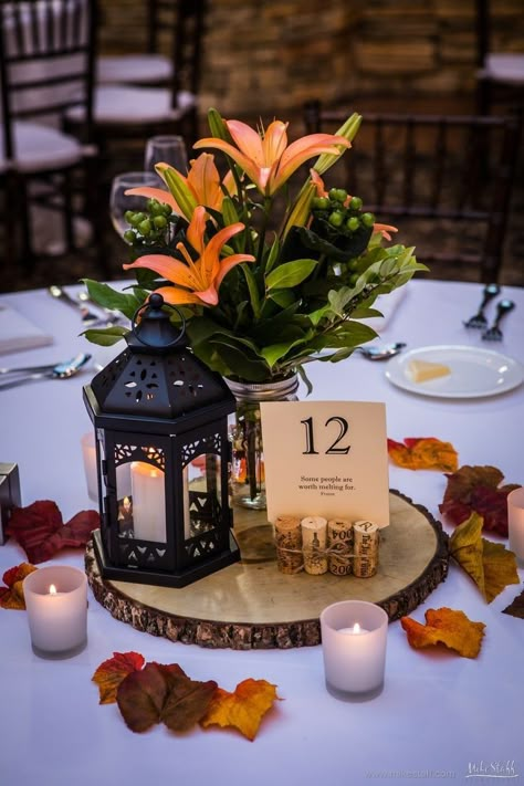 Unique Fall Centerpieces, October Wedding Centerpieces Table Decor, No Floral Wedding Centerpieces, Fall Wedding Isles, Wedding Centerpieces For Long Tables, October Wedding Table Decor, Fall Centerpieces For Table Wedding, Elegant Fall Wedding Centerpieces, November Wedding Decorations