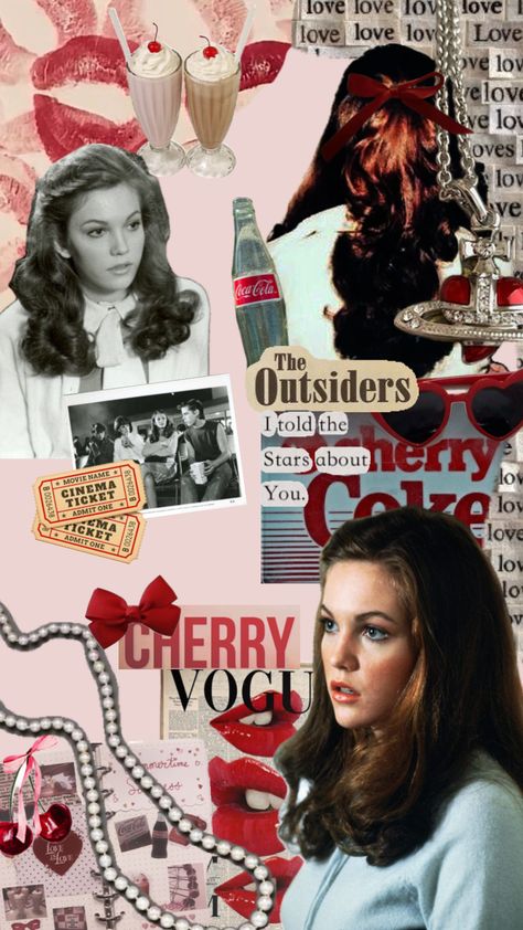 #cherryvalance #theoutsiders #coquette #coquetteaesthetic #coquettegirl #cherry #cherryaesthetic #redcoquette Cherry Valance, Outsiders Movie, Stay Gold Ponyboy, The Outsiders Greasers, Diane Lane, Stay Gold, Admit One, Great Hair, Body Care