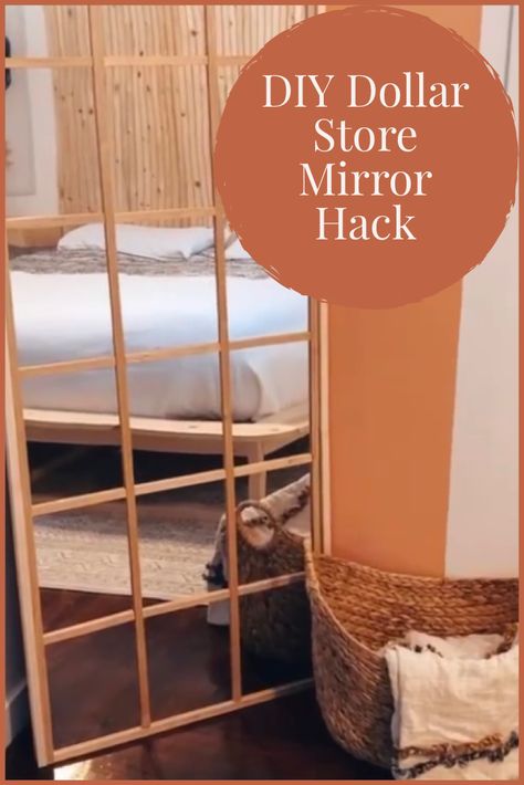 Mirror Without Frame Ideas, Large Mirror Diy, Long Length Mirror, Walmart Mirror Hack, Walmart Mirror, Diy Floor Mirror, Mirror Without Frame, Dollar Tree Mirrors, Dollar Store Mirror