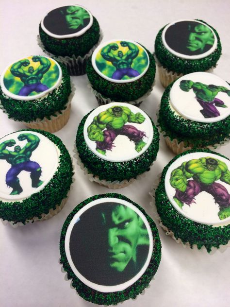 Hulk Smash Cupcakes, Hulk Cupcakes Ideas, Flan Cupcakes, Hulk Smash Party, Hulk Cupcakes, Hulk Birthday Cakes, Cute Birthday Quotes, Avenger Cupcakes, Hulk Cake