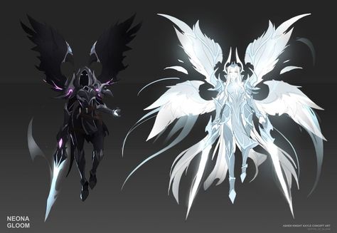 Angel Warriors Art, Wing Design Ideas, Guardian Angel Character Design, Nephalem Character Design, Angel Design Character, Ashen Knight, Angel Concept Art, Angel Creature, God Character