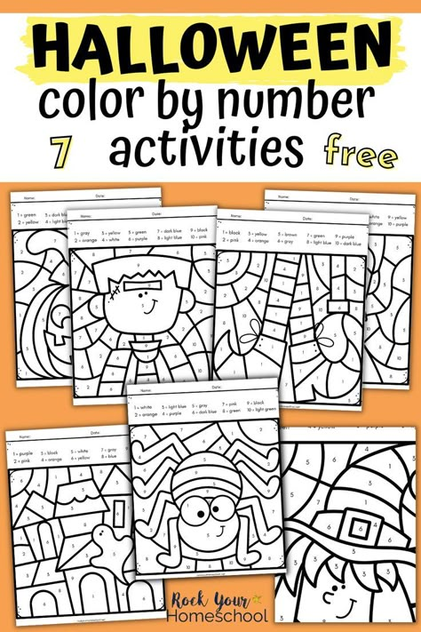 Halloween Coloring Pictures, Halloween Color By Number, Number Printables, Halloween Lesson, Color By Number Printable, Halloween Kindergarten, Halloween Worksheets, Halloween Color, Fall Kindergarten