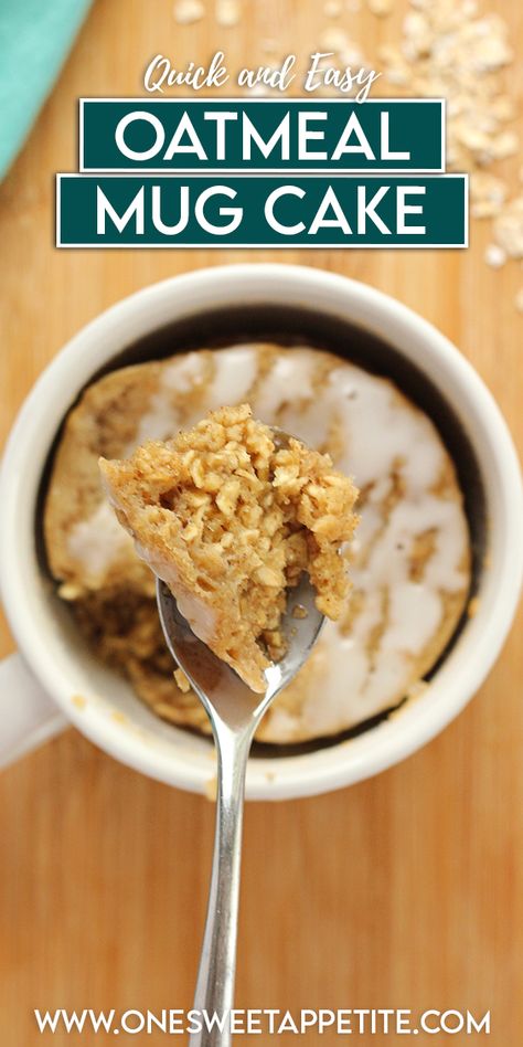 Mug Cake Oatmeal, Mug Oatmeal Breakfast, Healthy Oatmeal Mug Cake, Baked Oats Mug Cake, Healthy Vanilla Mug Cake, Microwave Oatmeal Cake, Oat Mug Cake Microwave, Oatmeal Mug Cake Microwave, Microwave Oat Cake