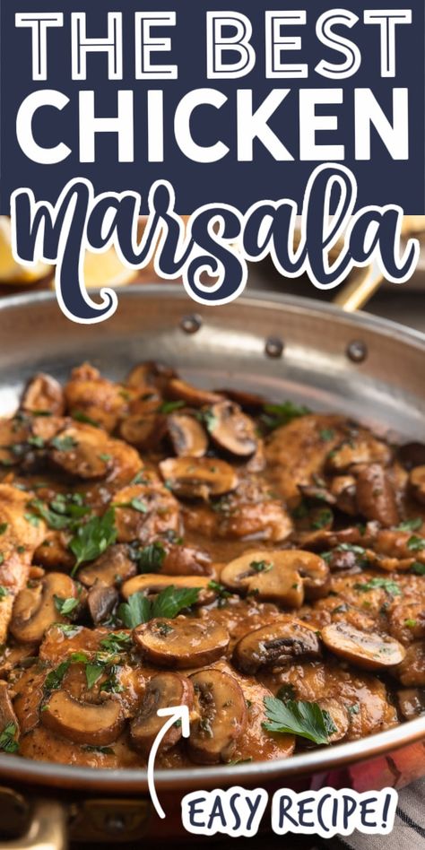 It's easy to make restaurant-quality Chicken Marsala at home! In this recipe, thinly-sliced, sautéed chicken cutlets meet a rich mushroom and Marsala wine reduction. Easy enough for a weeknight and impressive for guests. #chickenmarsala #dinner #italianfood Recipes Chicken Alfredo, The Best Chicken Marsala, Best Chicken Marsala Recipe, Best Chicken Marsala, Easy Chicken Marsala Recipe, Easy Chicken Marsala, Chicken Marsala Recipe, Chicken Marsala Easy, Marsala Recipe