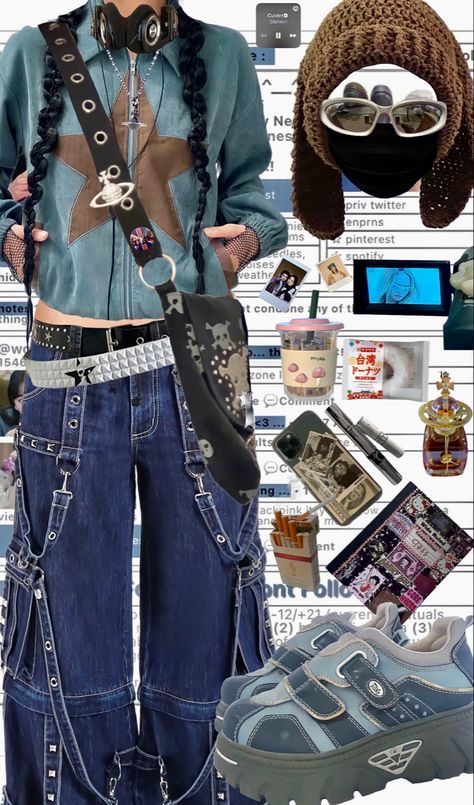 Sillycore Outfit, High Energy Poses, Breakcore Fashion, Y2k Fashion Japan, J Fashion Men, Masculine Y2k Outfits, Japanese Y2k Fashion Men, Weeb Fashion, Grunge 2023