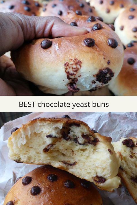 Chocolate Yeast Rolls, Chocolate Buns Recipe, Chocolate Buns, Chocolate Bun Recipe, Milk Bun, Cinnamon Bun Recipe, Plain Bread, Chocolate Roll, Sweet Buns