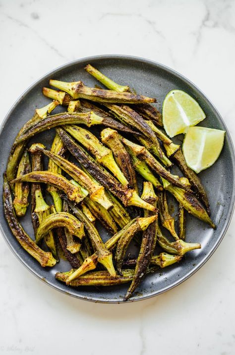 Serves: 6-8 Gluten-Free | Vegetarian | Vegan Cook Okra, Okra Chips, Fresh Okra, Summer Succotash, Roasted Okra, Pickled Okra, Okra Recipes, Greek Seasoning, Vegetarian Side Dishes