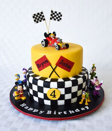 Mickey Mouse Roadster Racer Cake, Mickey Racer Cake, Mickey Mouse Racing Birthday, Mickey Mouse Race Car Party, Mickey Mouse Racers Birthday Cake, Mickey Mouse Roadster Cake, First Birthday Race Car Cake, Mickey And The Roadster Racers Cake, Mickey Roadster Racers Birthday Cake