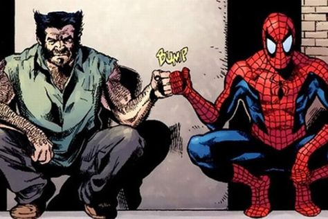 Wolverine and Spider-Man fist bumping each other Wolverine Movie, Avengers Team, The Wolverine, Comic Book Panels, Uncanny X-men, Spider Man 2, Spiderman Homecoming, Spiderman Comic, Marvel Vs