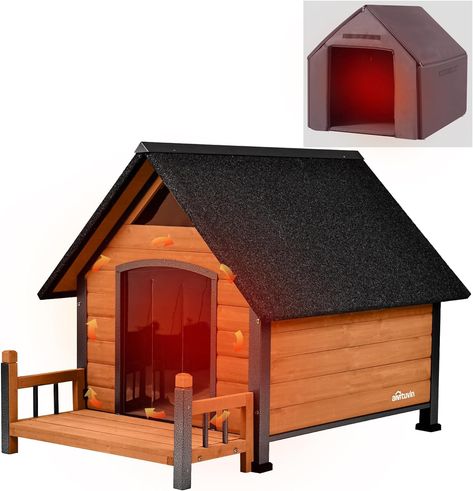 Dog House with Insulated Liner, Waterproof Dog Kennel for Small to Large Sized Dogs, Outdoor Doghouse 100% Insulated Puppy Shelter with Elevated Floor for Winter(Brown) $135.99 Dog House With Porch, Plastic Dog House, Insulated Dog House, Wood Dog House, Wooden Dog House, Large Dog House, Outdoor Dog House, Wooden Dog, Winter Dog