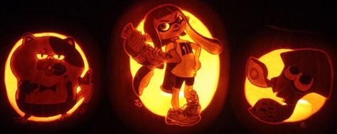 Splatoon pumpkin carvings Jjba Pumpkin Carving, Splatoon Pumpkin Carving, Pumpkin Carving Ideas, Pumpkin Carvings, Pumpkin Halloween Decorations, Pumpkin Ideas, Carving Ideas, Pumpkin Faces, Stay Fresh