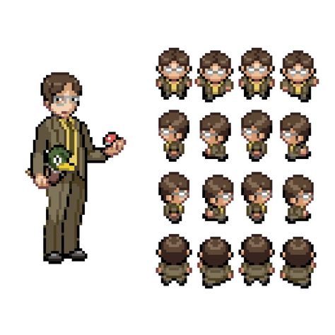 I will create trainer overworld sprites and animation frames Pixel Art Character Spritesheet, Pokemon Trainer Sprites Pixel Art, Pokemon Trainer Pixel Art, Top Down Pixel Art Characters, Pokemon Trainer Sprites, Pixel Character Sprite, Animation Frames, Pixel Sprites, Character Sprite