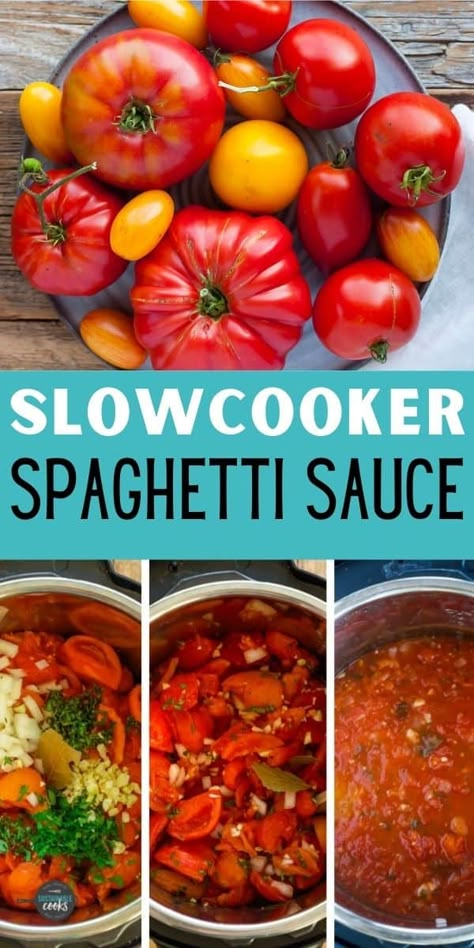 Crockpot Spaghetti Sauce, Slow Cooker Spaghetti Sauce, Homemade Spaghetti Sauce Recipe, Crockpot Spaghetti, Slow Cooker Spaghetti, Sauce Spaghetti, Fresh Tomato Recipes, Pasta Sauce Homemade, Spaghetti Sauce Recipe