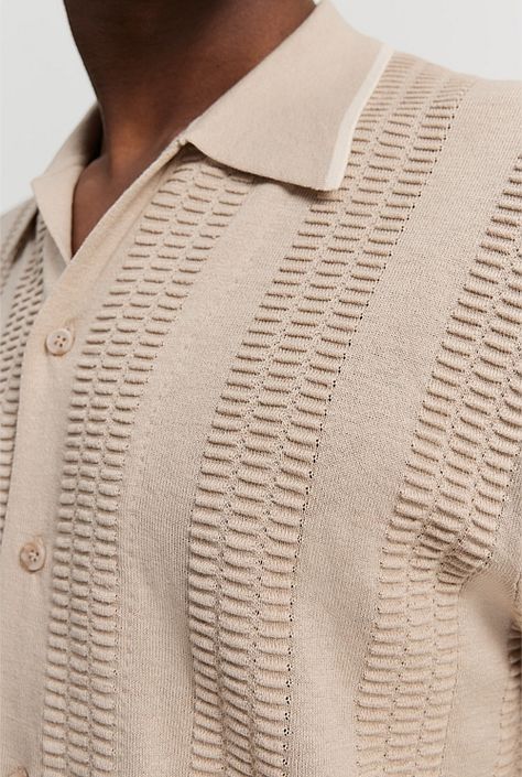 Mens Textured Shirts, Summer Knitwear Men, Gathering Fashion, F Men, Polo Wear, Mens Polo T Shirts, Spring Knits, Men Stylish Dress, Jacquard Sweater