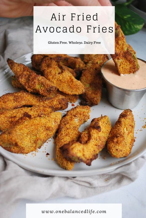 Air Fried Avocado Fries | Simple Recipes | Air Fryer Recipes Air Fry Avocado, Air Fryer Fried Avacados, Air Fried Avocado Fries, Fried Avocado Air Fryer, Fried Avocado Recipes, Fried Avocado Fries, Avocado Fries Air Fryer, Air Fried Avocado, Air Fryer Avocado