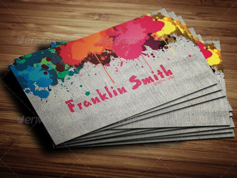 Artist Visiting Card, Paint Business, Artist Business Cards Design, Painter Business Card, Artist Business Card, Card Painting, Art Business Cards, Buisness Cards, Business Card Template Psd