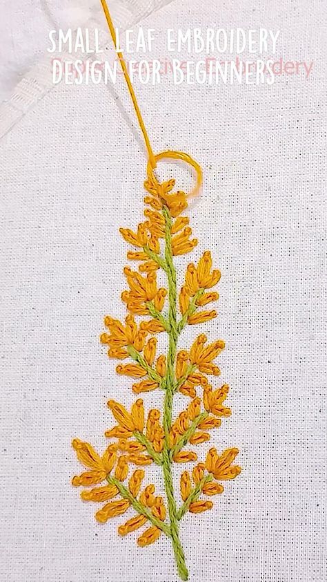 Embroidery Design For Beginners, Leaf Embroidery Design, Denim Jacket Ideas, Embroidery Jeans Diy, Plant Hanger Tutorial, Bordados Tambour, Sulaman Pita, Embroidered Fashion, Beads Fabric