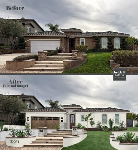 10 Mediterranean Style Homes with Exterior Updates Medditeranean Style Home Exterior, Modern Spanish House Exterior, Spanish House Exterior, Spanish Style Home Exterior, Modern Spanish Style Homes, Spanish Mediterranean Homes, Exterior Updates, Modern Spanish Style, Spanish Exterior