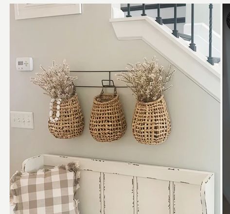 Basket Wall Decor Living Room, Basket On Wall, Mora Clock, Basket Decor, Island Bar, Wall Baskets, Decor Steals, Hanging Rack, Basket Wall Decor