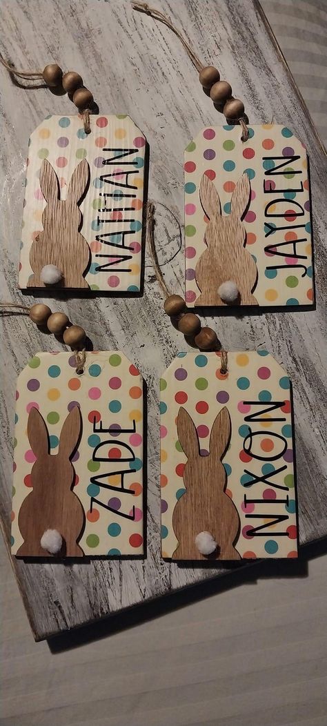 Diy Wooden Bunny, Diy Bunny Crafts, Bunny Crafts Diy, Bunny Projects, Easter Farmhouse Decor, Easter Bunny Cards, Dollar Tree Easter Crafts, Bunny Decorations, Bunny Cards