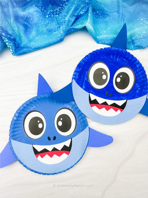 Paper Plate Shark Craft For Kids Paper Plate Shark Craft, Paper Plate Shark, Shark Crafts Preschool, Shark Crafts, Paper Plate Fish, Shark Activities, Shark Craft, Art And Craft Paper, Deco Marine