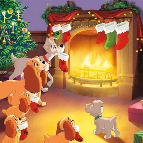 79 Likes, 0 Comments - Disneyclips (@disneyclipscom) on Instagram: “Illustration of Lady and the Tramp from a Disney Christmas storybook #disneychristmas,…” Lady And The Tramp Christmas, Winnie The Pooh Drawing, Cartoon Winter, Dreamcatcher Wallpaper, Disney Character Art, Mickey Mouse Pictures, Instagram Illustration, Storybook Art, Xmas Wallpaper