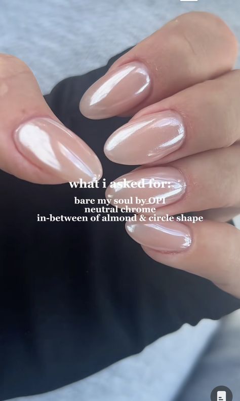 Nail Color For Bridesmaid, Clean Nail Manicure, Pearly Neutral Nails, Put It In Neutral With White Chrome, Bare My Soul Chrome Nails, Neutral With Chrome Nails, Put It In Neutral With Chrome, Neutral Pearl Nails, Beach Wedding Nails Bridesmaid