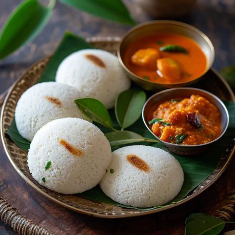 Idli is a beloved and iconic South Indian dish that has gained popularity not only in India but also internationally. These soft, spongy, and wholesome rice and lentil cakes are a staple of South Indian cuisine and are cherished for their simplicity, versatility, and health benefits. Idli is often served as a breakfast item but can be enjoyed throughout the day. South American Breakfast, Idli Recipes, Lentil Cakes, Indian Food Items, Breakfast Indian, South Indian Dishes, Lentil Cake, Idli Sambar, Wedding Foods