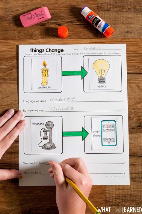 Long Ago & Now unit helps students understand how their lives relate to things and events long ago. includes: compare and contrast artifacts long ago & today, nonfiction article, family tree, grandparent (or older relative) interview, and a timeline. Teaching social studies has never been more fun! Family Tree Classroom, Scaffolding Learning, Tree Classroom, Pocket Chart Activities, Social Studies Curriculum, Kindergarten Social Studies, Social Studies Unit, Social Studies Elementary, Station Activities