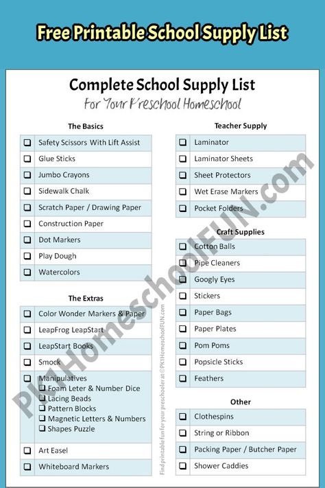 Your complete school supply list for preparing for your first year of preschool homeschool. Stock up on these must-have preschool homeschool supplies and be ready for the fun! Stationary List, Preschool Supply List, Stationary Essentials, Kindergarten School Supplies, School Supply List, Preschool Supplies, Homeschool Supplies, Preschool Homeschool, Homeschool Tips