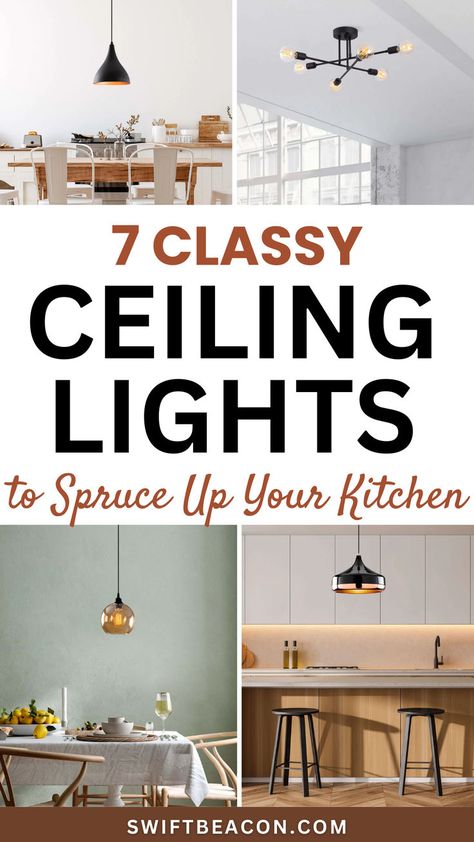 Looking for the perfect kitchen ceiling lights? The right lighting ideas can enhance both style and functionality in this high-traffic space. From flat ceiling lights to modern, elegant fixtures, these stunning light fixtures ensure safety and efficiency while adding a stylish touch. Ideal for kitchen spaces, dining rooms, and home interiors. Save this pin now to explore the best ceiling design ideas for your kitchen! Lights For Low Ceilings, Flat Ceiling Lights, Ceiling Light Ideas, Kitchen Chandeliers, Flat Ceiling, Light Fixture Ideas, Kitchen Bars, Low Ceiling Lighting, Ceiling Design Ideas