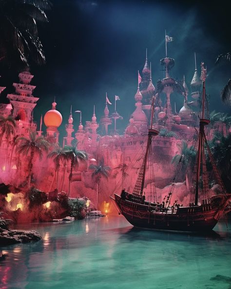 Chaos Dreamland 💘 (@chaosdreamland) • Instagram photos and videos Chaos Dreamland, Pirates Of The Caribbean Ride, Retro Photoshoot, Artist Film, Pirate Ships, Theme Parks Rides, Alternate Reality, Horror Artwork, Disney Photography