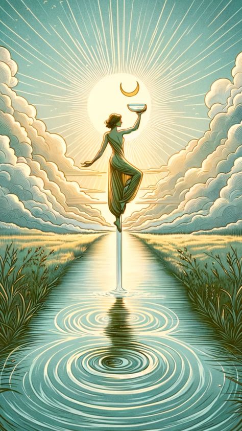 Find harmony and balance within with the 'Temperance' tarot card. Symbolizing moderation, patience, and inner peace, this card encourages us to blend opposing forces and find a middle path. Embrace balance and flow with grace. ⚖️🌿 #Tarot #Harmony #Balance #Temperance Temperance Tarot Art, Tarot Cards Art Illustration, Temperance Tarot Card, Temperance Tarot, Kartu Tarot, Divine Feminine Art, Harmony Art, Tarot Significado, Angel Tarot Cards