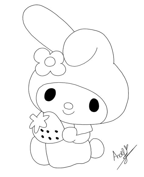 Dibujo hecho por mi My Melody, Coloring Pages, Hello Kitty, Kitty, Iphone, Halloween, Fictional Characters, Color, Art